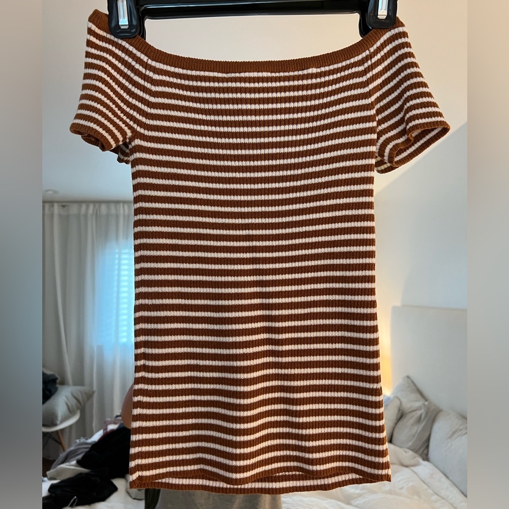 Madewell striped off shoulder sweater top